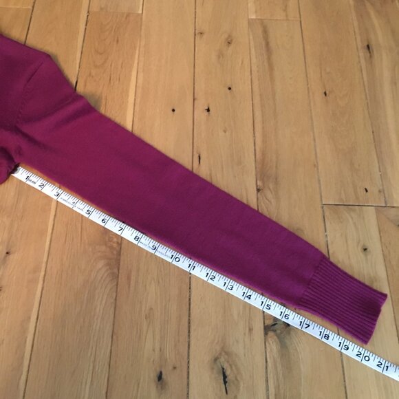 Flamenco Pink Wool Mock Neck Ruched + Drape Wrap Sweater - XS - Picture 16 of 16